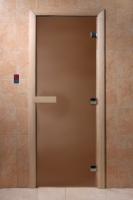 Дверь "Банная ночь" (бронза матовая) 180х70, 8 мм, 3 петли, коробка осина