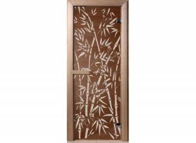 Дверь "Бамбук и бабочки" (бронза) 190х70, 6мм, 2 петли коробка хвоя